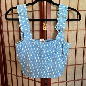 Entro Light Blue Polka Dot Tank Top